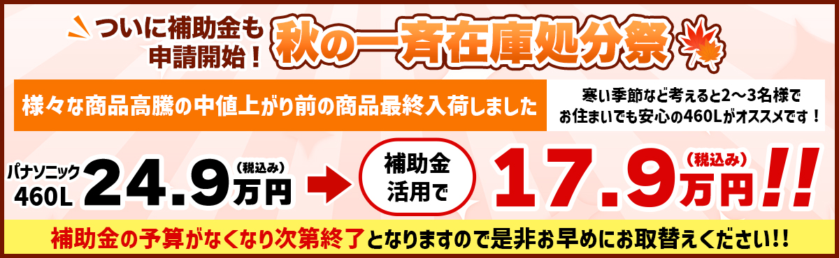 補助金継続決定！秋の一斉在庫処分祭