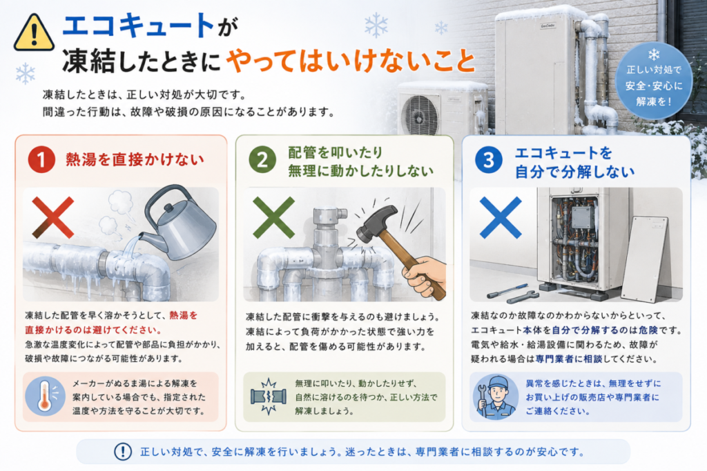 エコキュートが凍結したときにやってはいけないこと