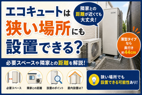 エコキュートは狭い場所にも設置できる？知っておきたい必要スペースや隣家との距離