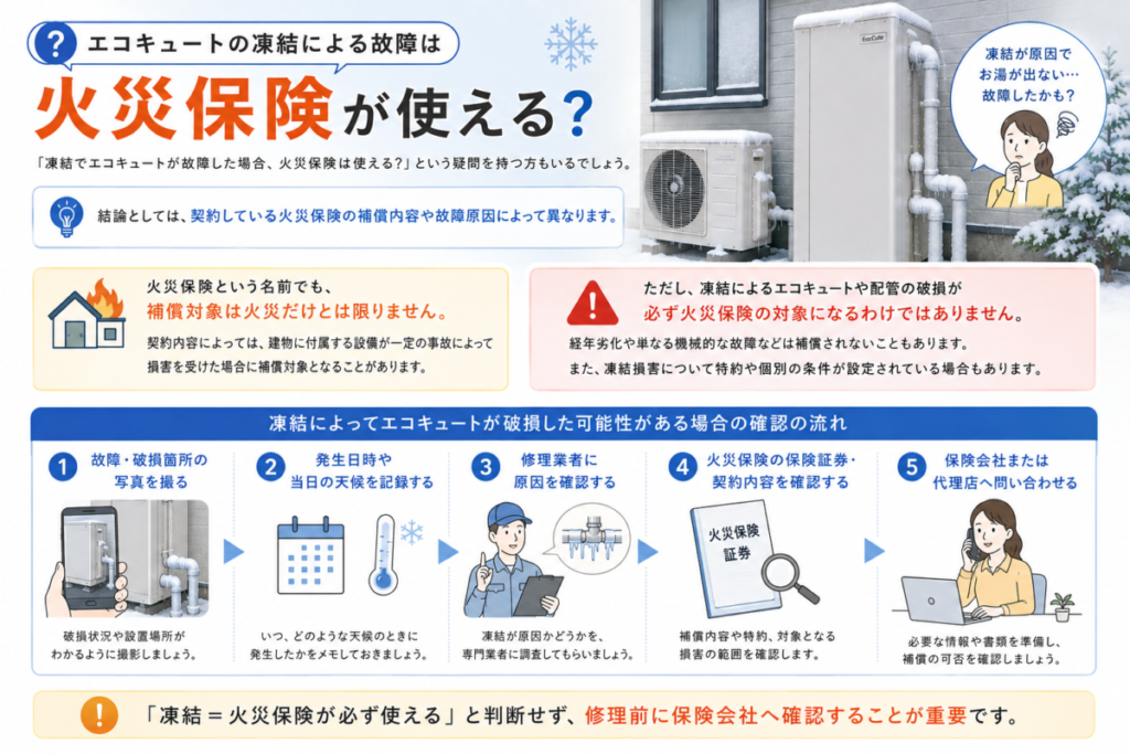 エコキュートの凍結による故障は火災保険が使える？
