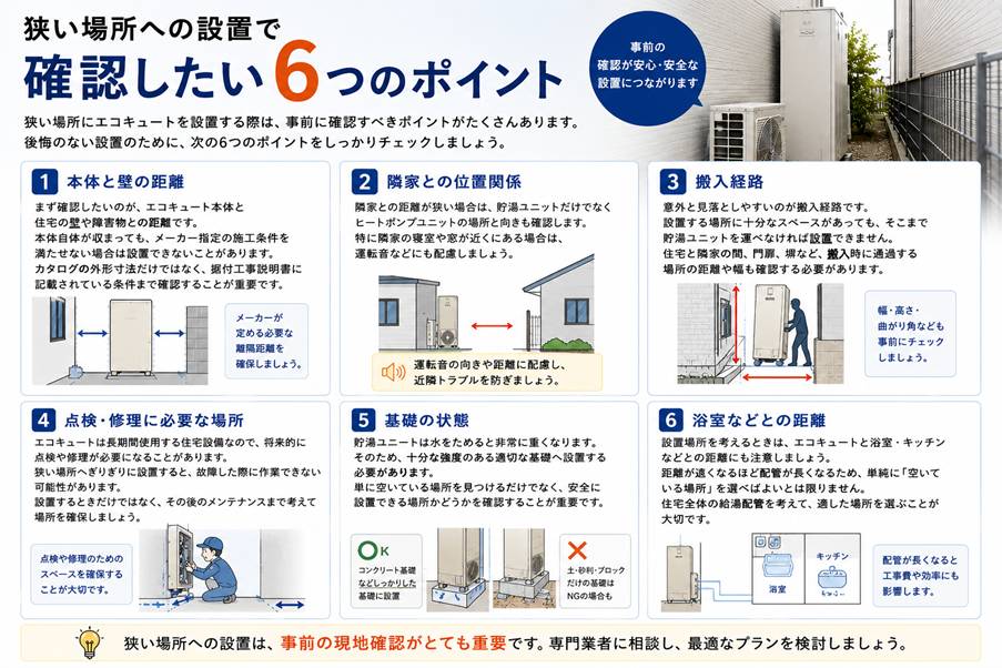 狭い場所への設置で確認したい6つのポイント